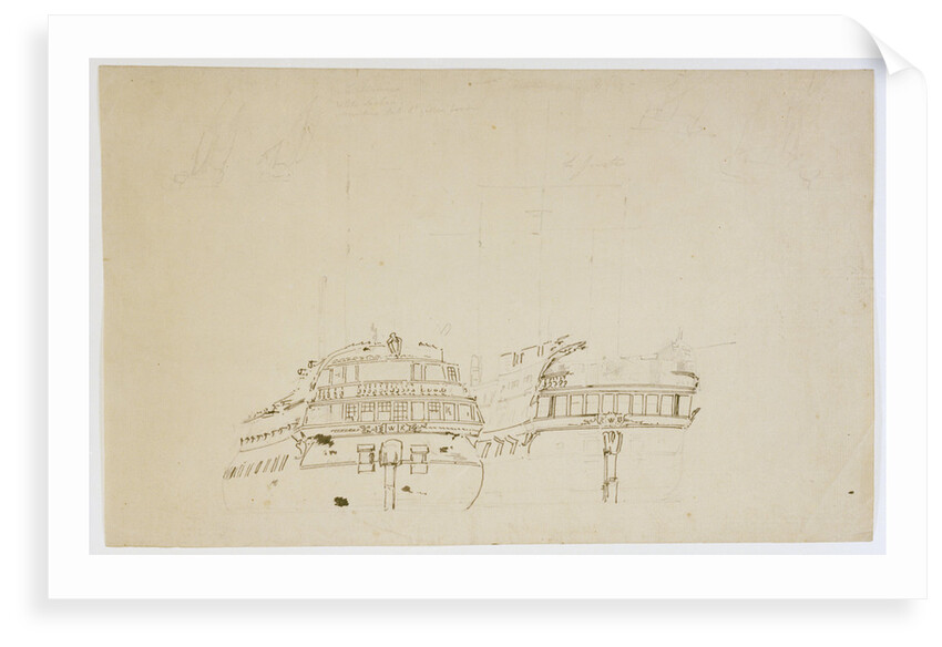 The Battle of the Glorious First of June, 1794; stern views of  the captured French ships 'L' America' and 'La Juste' by Nicholas Pocock