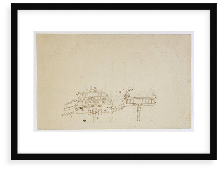 The Battle of the Glorious First of June, 1794; stern views of  the captured French ships 'L' America' and 'La Juste' by Nicholas Pocock