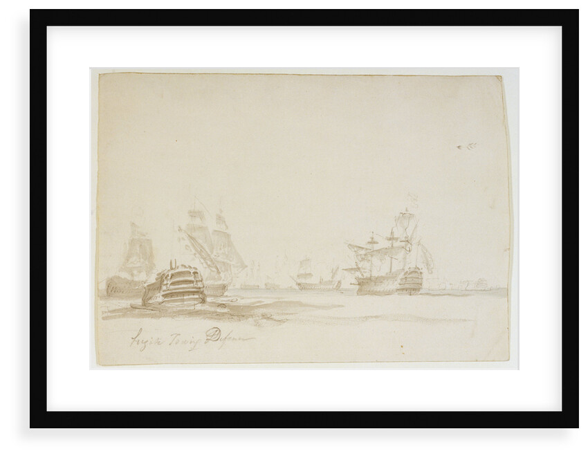 The Battle of the Glorious First of June, 1794; the 'Defence' under tow by a frigate by Nicholas Pocock