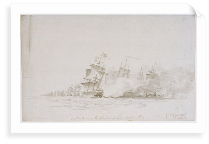 The Battle of the Glorious First of June, 1794; ' Lord Howe to windward of the French Line on the same tack' by Nicholas Pocock