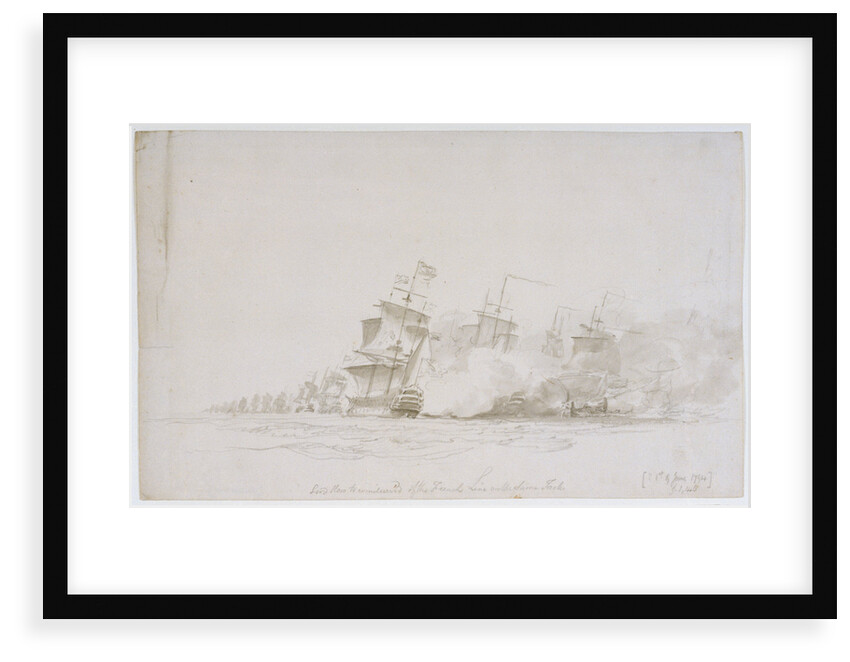 The Battle of the Glorious First of June, 1794; ' Lord Howe to windward of the French Line on the same tack' by Nicholas Pocock