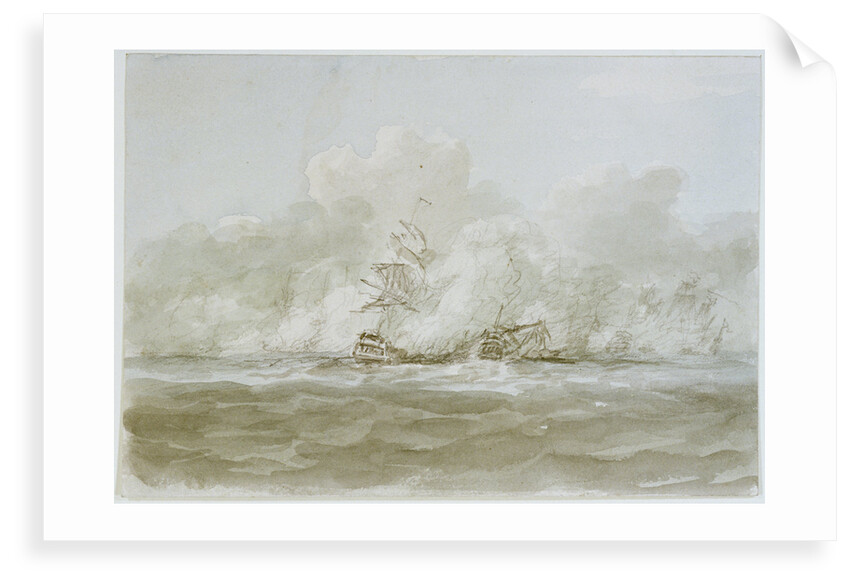 The Battle of the Glorious First of June, 1794; the 'Defence' (?) and 'Le Vengeur' by Nicholas Pocock