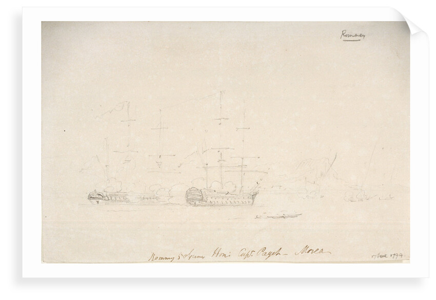 Romney 50 Guns Hon: Capt. Paget - Morea by Nicholas Pocock