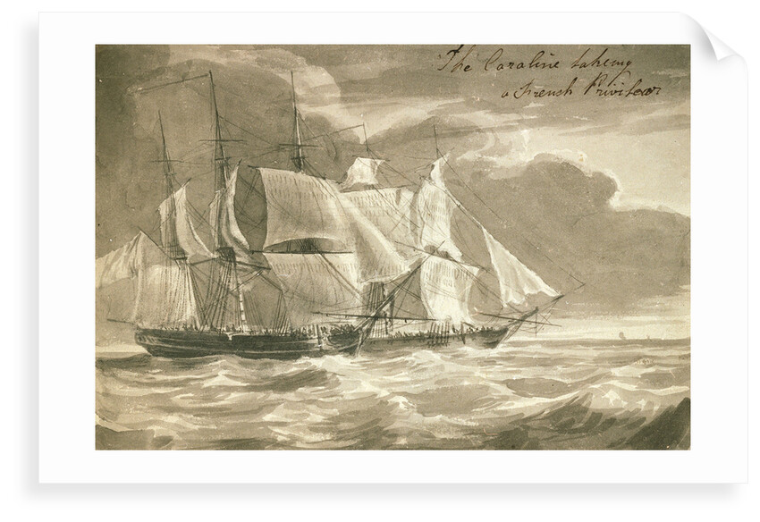 The 'Caroline' taking a French privateer by British School
