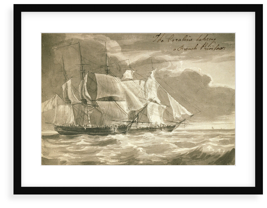 The 'Caroline' taking a French privateer by British School