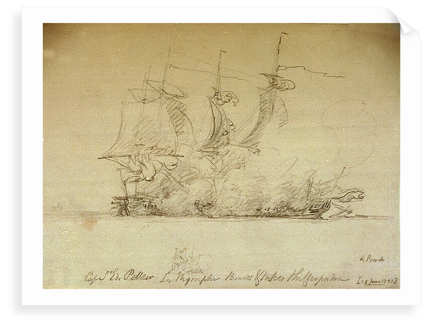 Captain Sir Edward Pellew's 'Nymphe' boards and takes the 'Cleopatra', 18 June 1793 by Nicholas Pocock