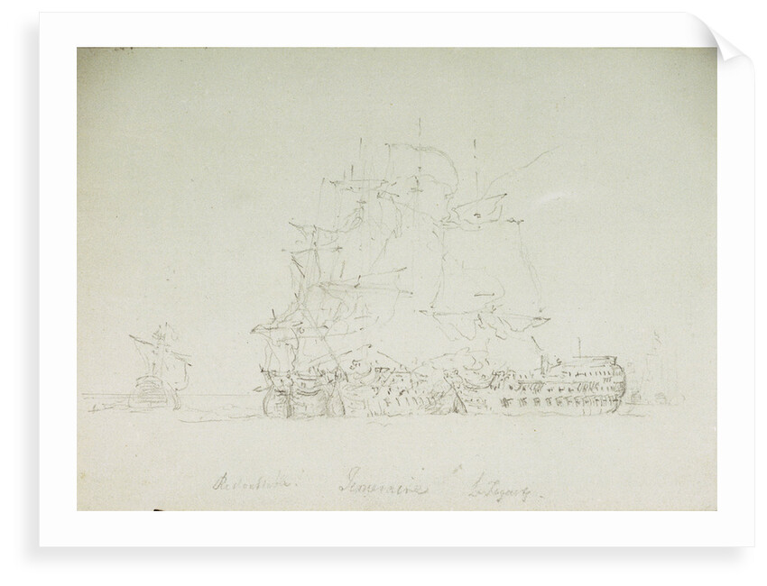 The Battle of Trafalgar, 21 October 1805: 'Redoutable', 'Temeraire' and 'Fougeux' by Nicholas Pocock