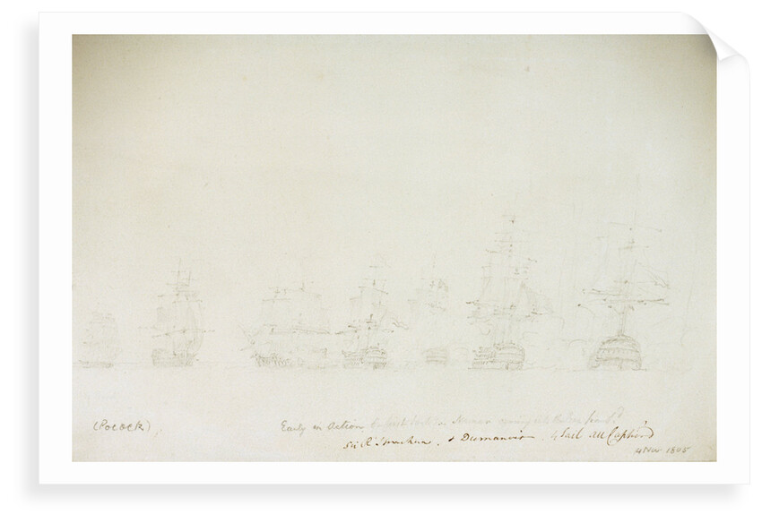 Early in Action. English - - - Namur coming into the line from Sd. Sir R Strachan & Dumanoir 4 Sail All Captured by Nicholas Pocock