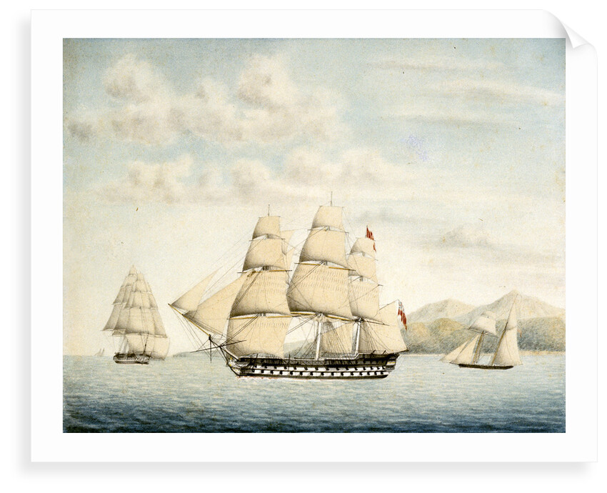 The Ganges sailing out of Rio de Janeiro by Samuel Hood Inglefield