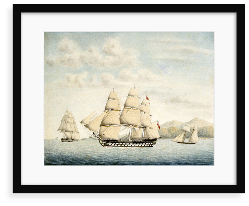 The Ganges sailing out of Rio de Janeiro by Samuel Hood Inglefield