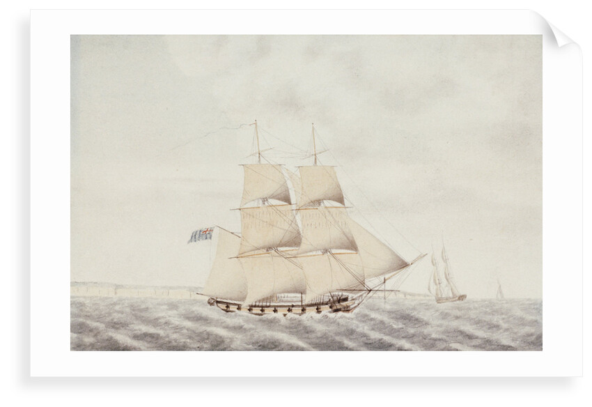 A brig under sail in the Channel by Samuel Hood Inglefield