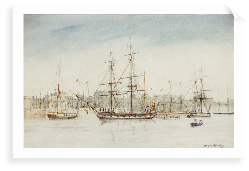 The survey ship HMS 'Beagle' in Sydney harbour by Owen Stanley