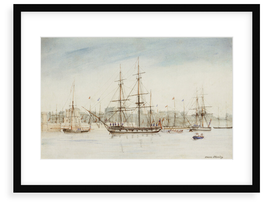 The survey ship HMS 'Beagle' in Sydney harbour by Owen Stanley