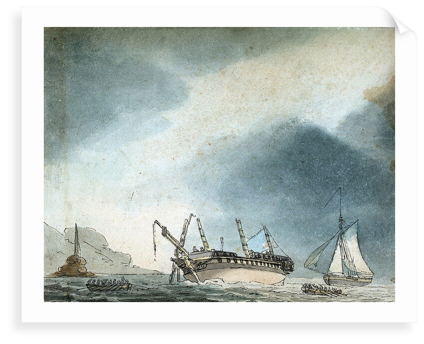 HMS 'Phoebe' aground by British School