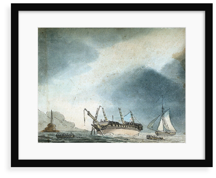 HMS 'Phoebe' aground by British School