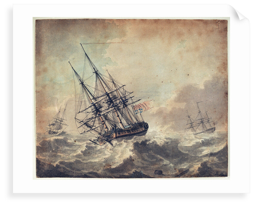 An English frigate in distress by John Harris