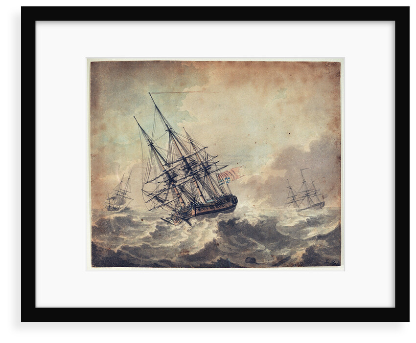 An English frigate in distress by John Harris