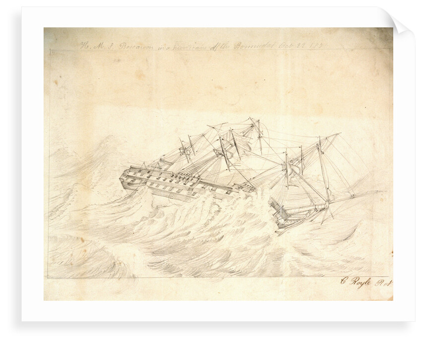 HMS 'Boscawen' in a hurricane off the Bermudas, 22 October 1854 by C. Royle