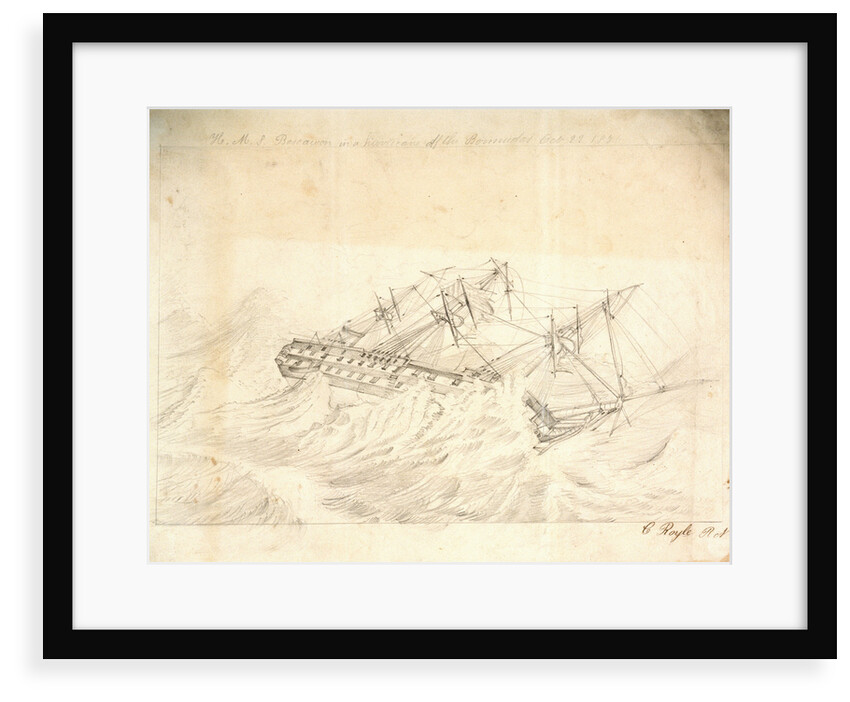 HMS 'Boscawen' in a hurricane off the Bermudas, 22 October 1854 by C. Royle
