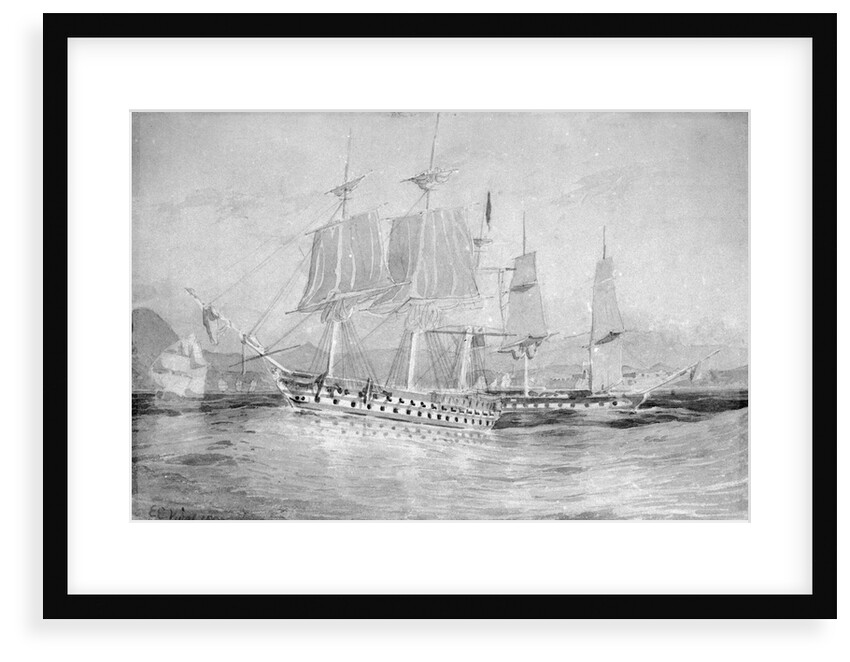 Ganges & Blanche becalmed in the swell off the Bar of Rio Augst/27 by E.E. Vidal