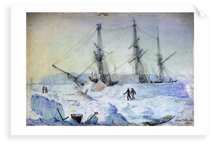 No.22 is a view of the Port side of the ship with an effect of sunrise in February 1837 and shewing the state of the snow walls at that time by William Smyth