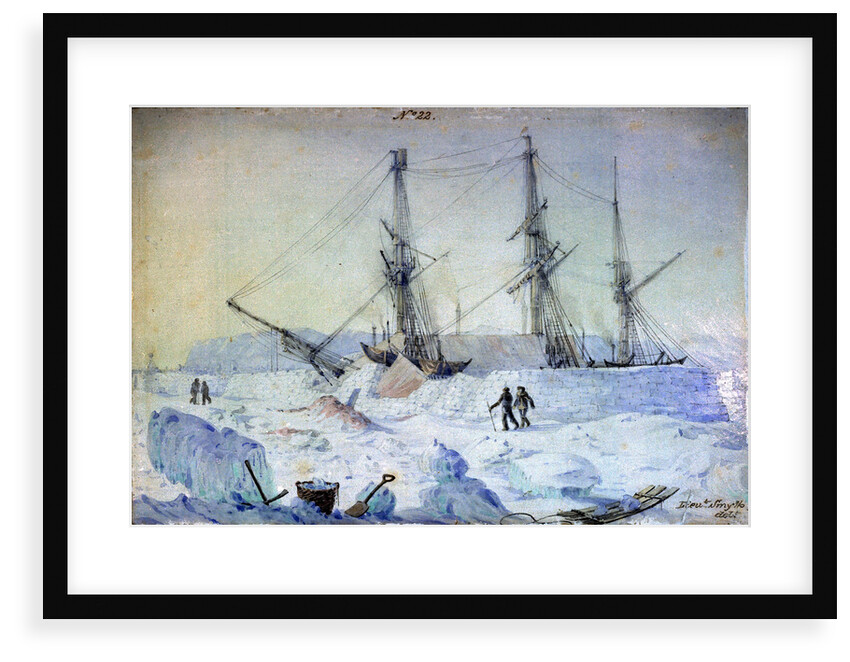 No.22 is a view of the Port side of the ship with an effect of sunrise in February 1837 and shewing the state of the snow walls at that time by William Smyth