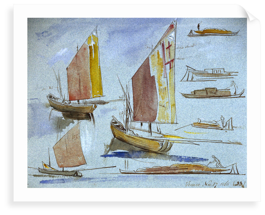 Studies of Venetian craft by Edward Lear