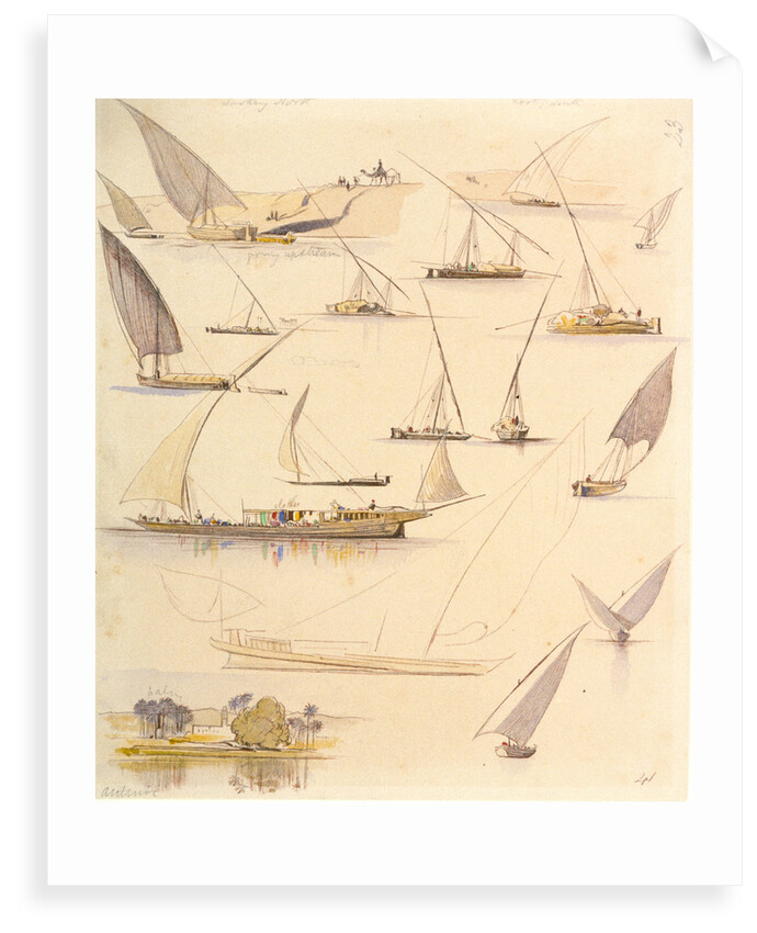 Studies of various Egyptian craft by Edward Lear