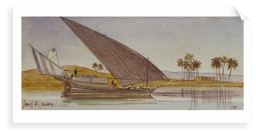 The banks of the Nile with a large gyassi passing by by Edward Lear