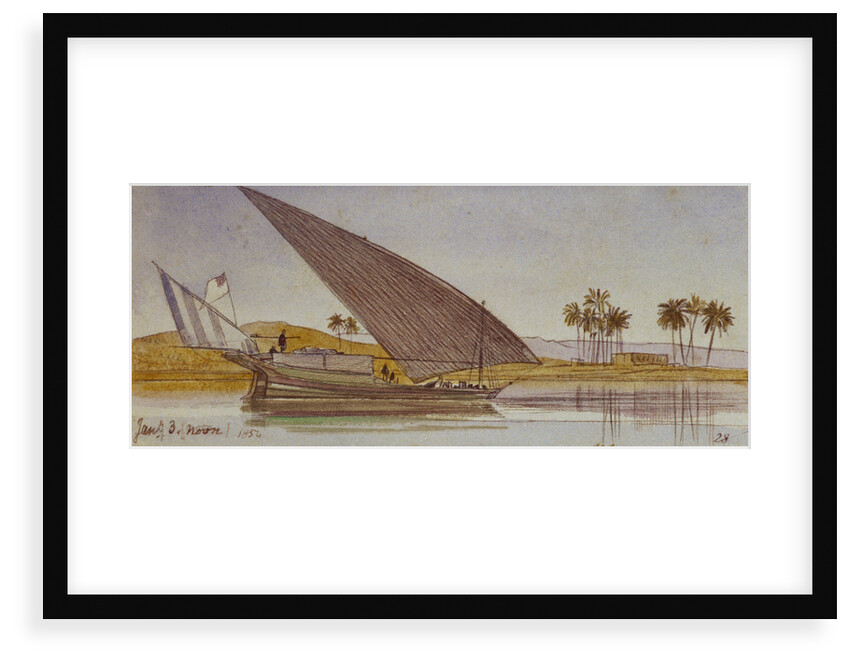 The banks of the Nile with a large gyassi passing by by Edward Lear