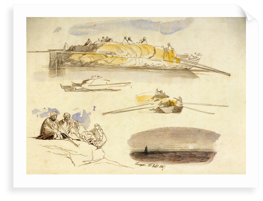 Five sketches of Luxor, Egypt by Edward Lear