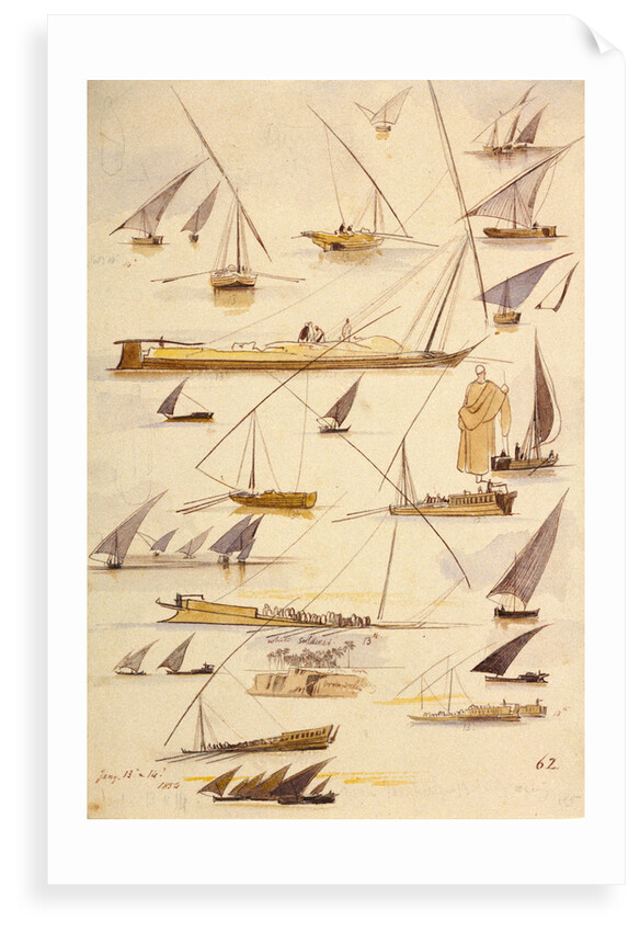 Studies of various Egyptian craft by Edward Lear