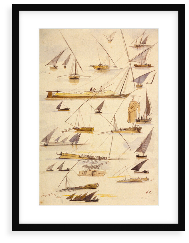 Studies of various Egyptian craft by Edward Lear