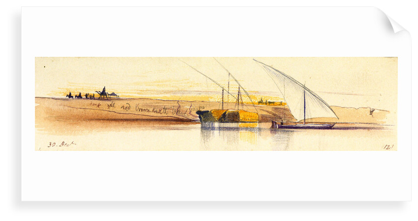The banks of the Nile with three gyassis by Edward Lear