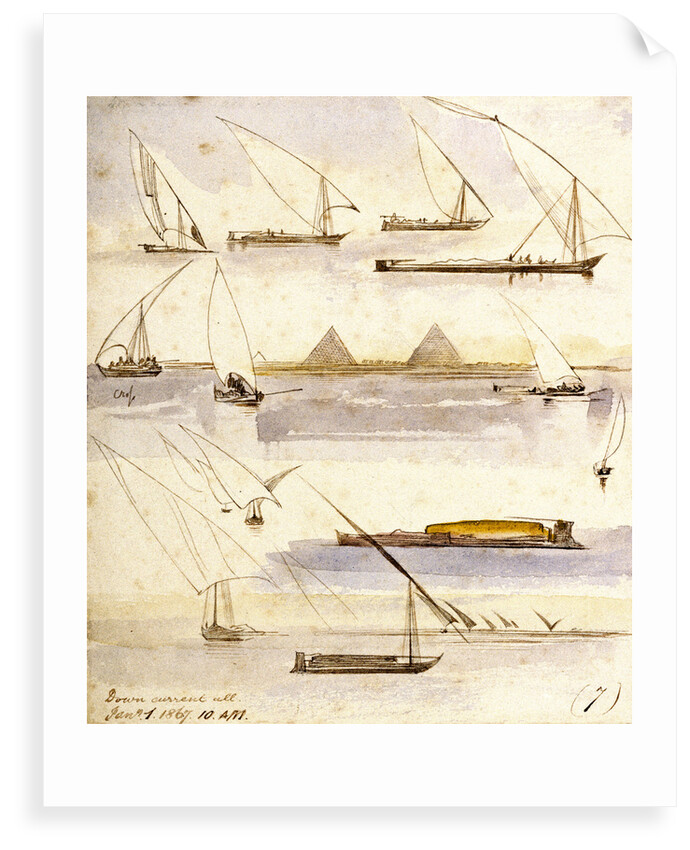 Studies of various Egyptian craft by Edward Lear