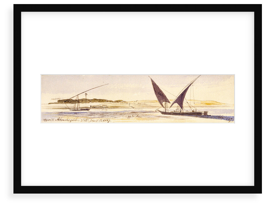 Opposite Abousnegarbv, Egypt by Edward Lear