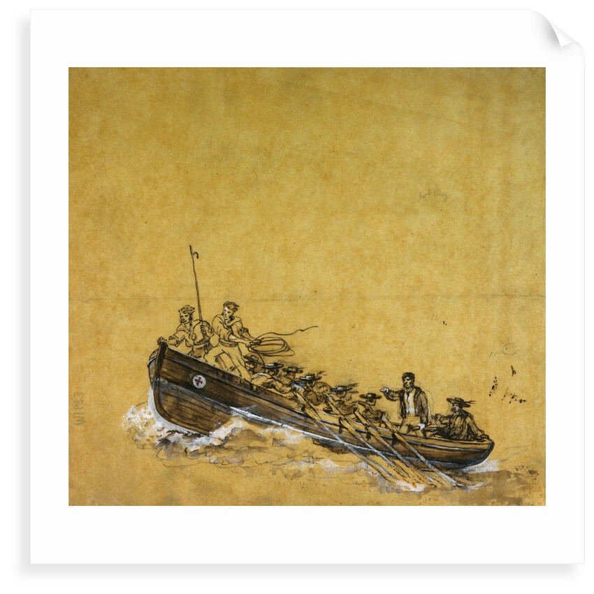 A naval long-boat by Oswald Walter Brierly