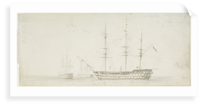 The 'Royal William' at anchor by Oswald Walter Brierly