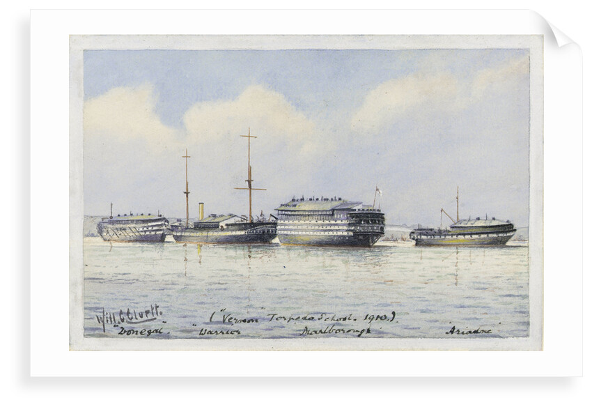 Vernon Torpedo school 1910 Donegal, Warrior, Marlborough, Ariadne by William C. Cluett