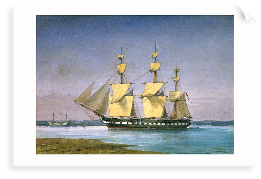 HMS 'Forte' at anchor, no.1018 by William Frederick Mitchell