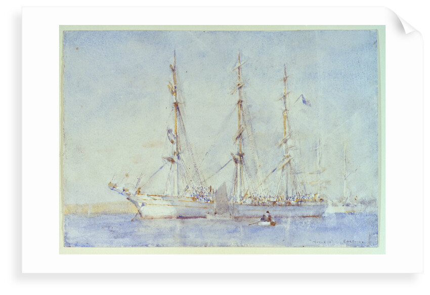 French Ship Marecual de Cashes [Mareschal de Cashes?] at Falmouth July 1914 by Henry Scott Tuke