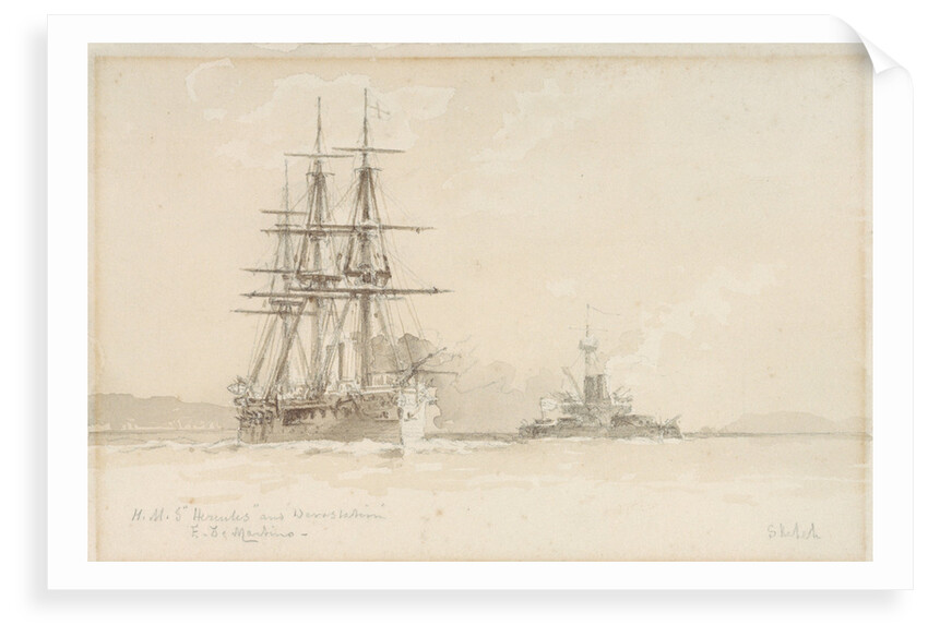 HMS 'Hercules' and 'Devastation' by Eduardo de Martino