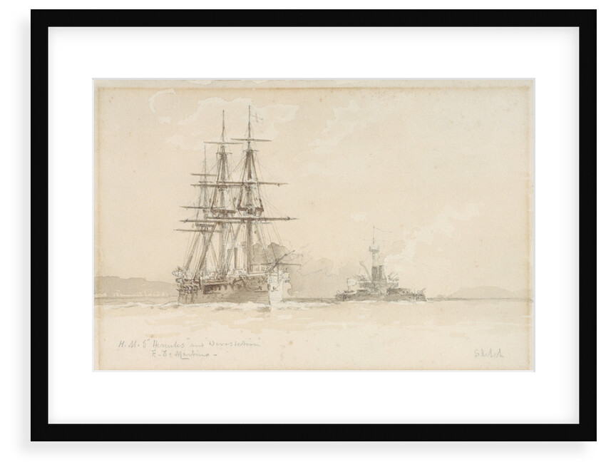 HMS 'Hercules' and 'Devastation' by Eduardo de Martino