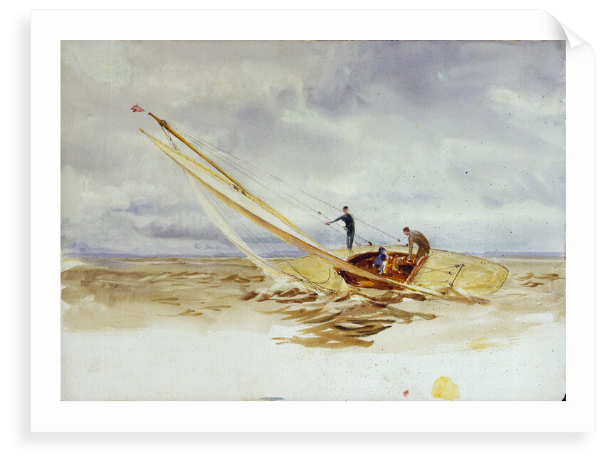 Close-hauled heeling sailing dinghy by William Lionel Wyllie