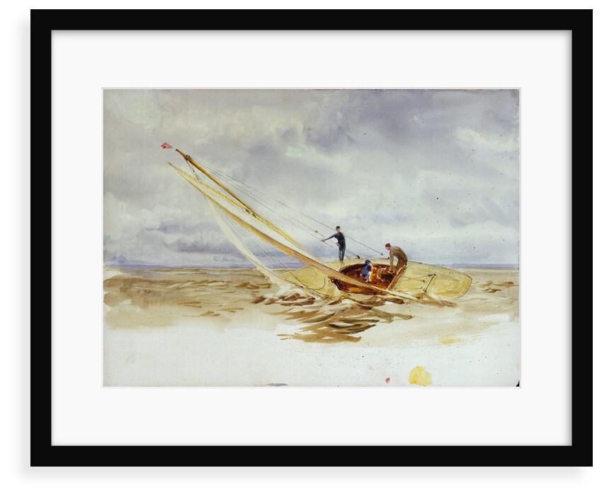 Close-hauled heeling sailing dinghy by William Lionel Wyllie