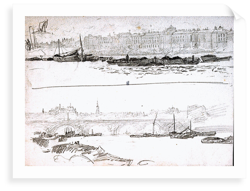 Somerset House and London Bridge by William Lionel Wyllie