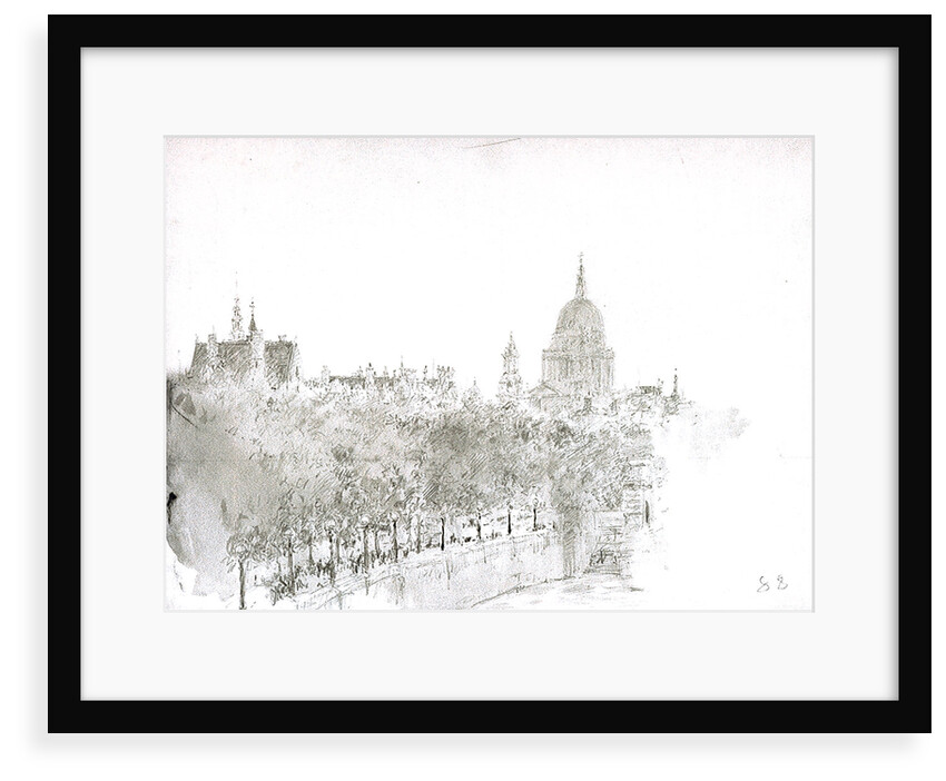 Sketch of St Paul's Cathedral from the Embankment, London by William Lionel Wyllie