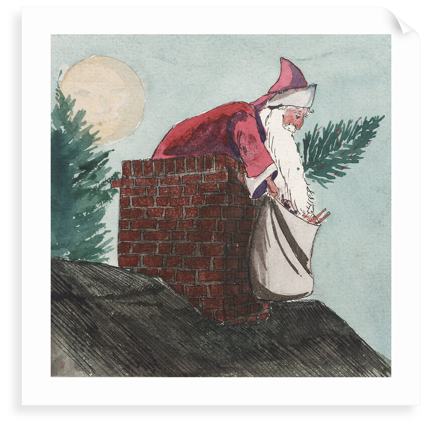 Father Christmas going down the chimney by William Lionel Wyllie