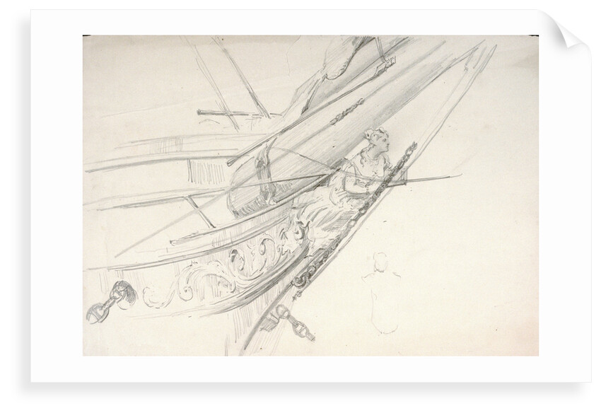 Study of a ship's bow with figurehead by William Lionel Wyllie