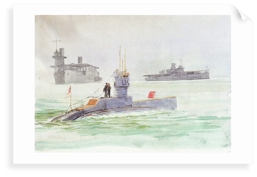 Aircraft carriers and the submarine L24 by William Lionel Wyllie